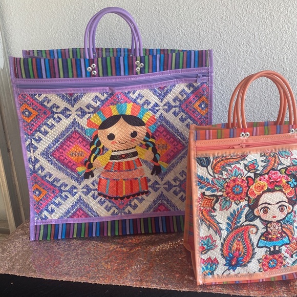 Market Bag recycled, Mexico art work! never used - Picture 4 of 5